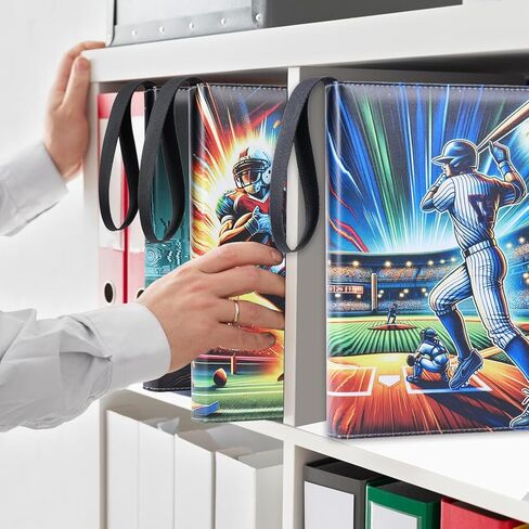 900 Pockets Trading Baseball Card Binder with Sleeves, 50 Removable Pages, 3 Ring Zipper Binder Collectable Card Book Album with Strap, Leather Sport Games Cards Folder, Card Collector Gifts in Kuwait