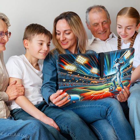 900 Pockets Trading Baseball Card Binder with Sleeves, 50 Removable Pages, 3 Ring Zipper Binder Collectable Card Book Album with Strap, Leather Sport Games Cards Folder, Card Collector Gifts in Kuwait