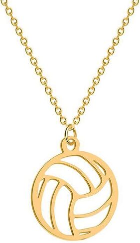 HUJUON Stainless Steel Hollow Volleyball Necklace,Cute Geometric Volleyball Sports Pendant Necklace,Football Clavicle Chain Necklace for Women Men in Saudi Arabia