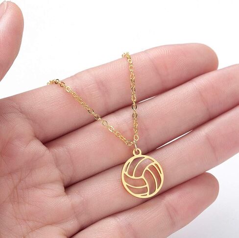 HUJUON Stainless Steel Hollow Volleyball Necklace,Cute Geometric Volleyball Sports Pendant Necklace,Football Clavicle Chain Necklace for Women Men in Saudi Arabia