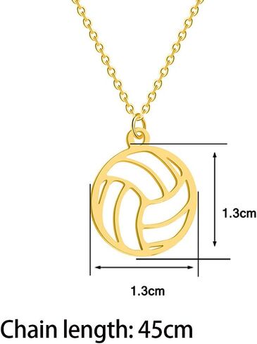 HUJUON Stainless Steel Hollow Volleyball Necklace,Cute Geometric Volleyball Sports Pendant Necklace,Football Clavicle Chain Necklace for Women Men in Saudi Arabia