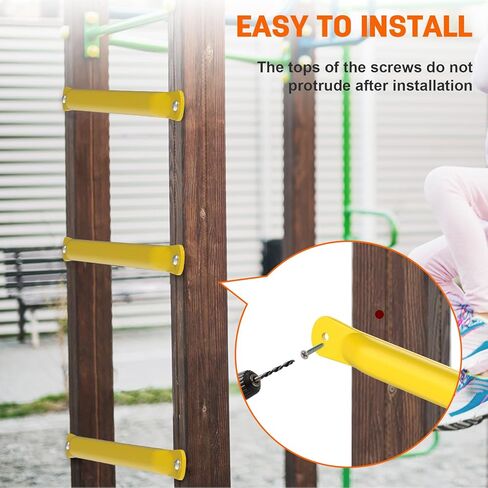 مجموعة أرجوحة للعب على شكل قرد مقاس 21 بوصة، مجموعة سلالم للساحات الخلفية للتسلق في الداخل والخارج، أدوات قضبان القرد الفولاذية مع براغي (أصفر، 12 قطعة) in Kuwait