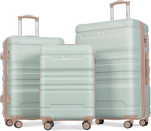 مجموعة حقائب سفر ذات جوانب صلبة من ميراكس مكونة من 3 قطع، حقيبة بعجلات دوارة، أخضر عشبي، 20/24/28 بوصة in Kuwait