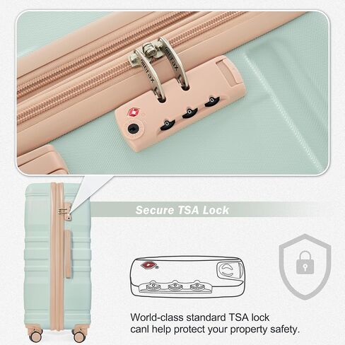 مجموعة حقائب سفر ذات جوانب صلبة من ميراكس مكونة من 3 قطع، حقيبة بعجلات دوارة، أخضر عشبي، 20/24/28 بوصة in Kuwait