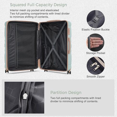 مجموعة حقائب سفر ذات جوانب صلبة من ميراكس مكونة من 3 قطع، حقيبة بعجلات دوارة، أخضر عشبي، 20/24/28 بوصة in Kuwait