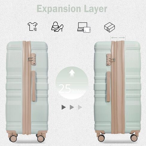 مجموعة حقائب سفر ذات جوانب صلبة من ميراكس مكونة من 3 قطع، حقيبة بعجلات دوارة، أخضر عشبي، 20/24/28 بوصة in Kuwait