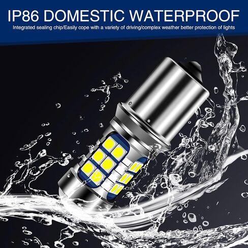 2 PCS 1156 Car LED Reversing Light, 3030-27SMD Always-on Alloy Shell Constant Current Decoding Non-Polar Bulb, Integrated Waterproof Design Accessories, Compatible with Most Models (White) in Saudi Arabia