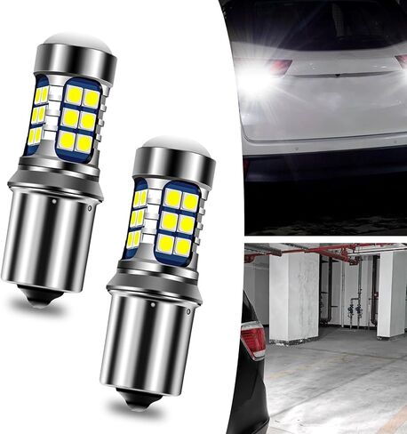 2 PCS 1156 Car LED Reversing Light, 3030-27SMD Always-on Alloy Shell Constant Current Decoding Non-Polar Bulb, Integrated Waterproof Design Accessories, Compatible with Most Models (White) in Saudi Arabia