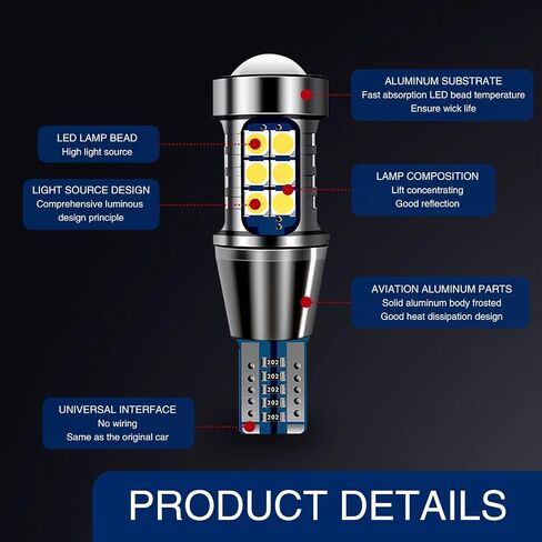2 قطعة 1156 سيارة LED عكس الضوء، 3030-27SMD دائمًا على غطاء من خليط معدني تيار مستمر فك لمبة غير قطبية، ملحقات تصميم متكاملة مقاومة للماء، متوافقة مع معظم الموديلات (أبيض) in Saudi Arabia