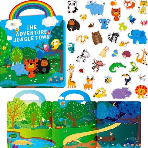 Reusable Sticker Book, 36 Marine Animals Thick Gel Clings Stickers Waterproof Decals Stickers Animals Theme Matching Game Activity Books Educational Learning Toys for Toddlers Girls Boys Preschooler in Kuwait