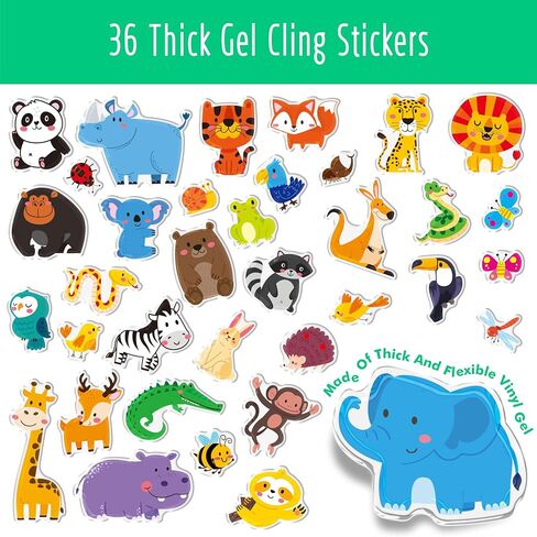 Reusable Sticker Book, 36 Marine Animals Thick Gel Clings Stickers Waterproof Decals Stickers Animals Theme Matching Game Activity Books Educational Learning Toys for Toddlers Girls Boys Preschooler in Kuwait