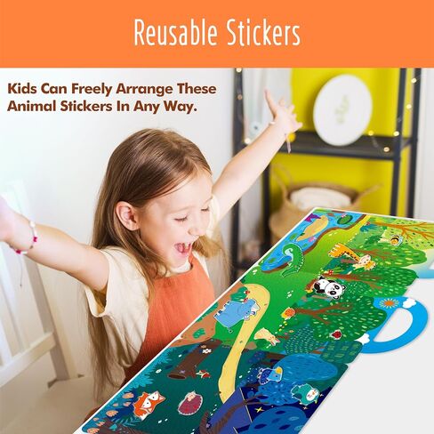 Reusable Sticker Book, 36 Marine Animals Thick Gel Clings Stickers Waterproof Decals Stickers Animals Theme Matching Game Activity Books Educational Learning Toys for Toddlers Girls Boys Preschooler in Kuwait