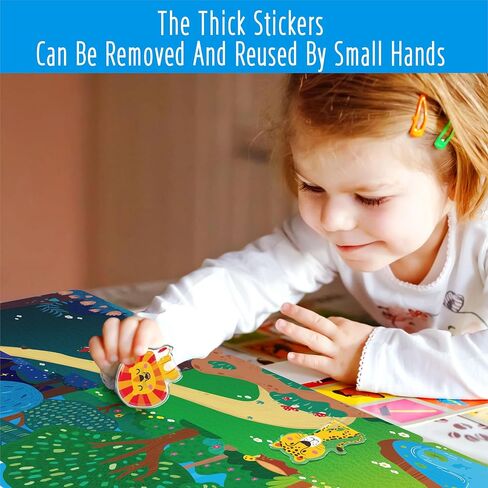 Reusable Sticker Book, 36 Marine Animals Thick Gel Clings Stickers Waterproof Decals Stickers Animals Theme Matching Game Activity Books Educational Learning Toys for Toddlers Girls Boys Preschooler in Kuwait