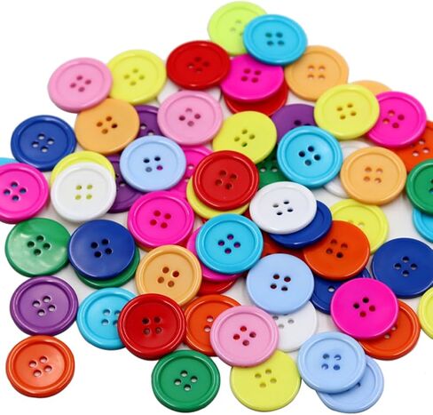 50pcs Mix Color Plastic Resin Circle Big Buttons, 4 Holes, 30mm, for DIY Craft Sewing (1 1/4") (Mixed Color) in Saudi Arabia