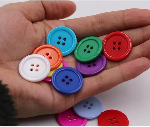 50pcs Mix Color Plastic Resin Circle Big Buttons, 4 Holes, 30mm, for DIY Craft Sewing (1 1/4") (Mixed Color) in Saudi Arabia