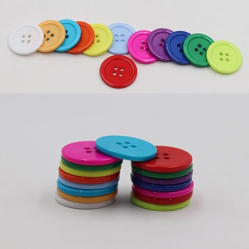 50pcs Mix Color Plastic Resin Circle Big Buttons, 4 Holes, 30mm, for DIY Craft Sewing (1 1/4") (Mixed Color) in Saudi Arabia