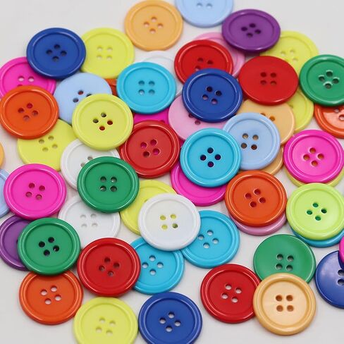 50pcs Mix Color Plastic Resin Circle Big Buttons, 4 Holes, 30mm, for DIY Craft Sewing (1 1/4") (Mixed Color) in Saudi Arabia