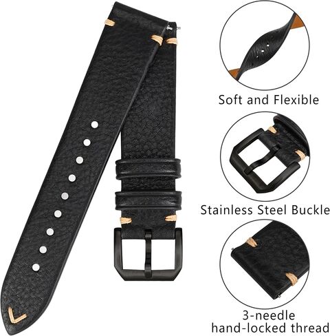 Quick Release Leather Watch Band,Top Grain Leather Watch Straps, Italian Calfskin Watchbands Replacement Strap for Men Women 16mm 18mm 19mm 20mm 21mm 22mm 24mm in Saudi Arabia