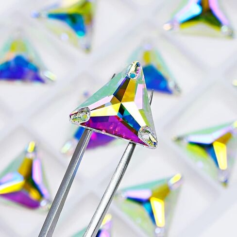AB Sew On Rhinestone，Flatback Sew On Crystals with Holes Mix Shape Glass Rhinestones Crystal Gems Clothing Accessories for Costume, Clothes, Shoes, DIY Crafts in Saudi Arabia