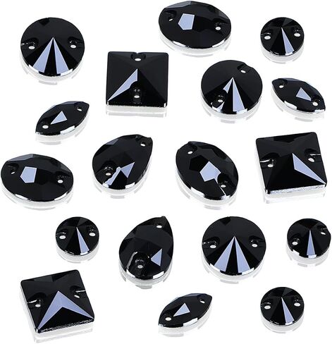 AB Sew On Rhinestone，Flatback Sew On Crystals with Holes Mix Shape Glass Rhinestones Crystal Gems Clothing Accessories for Costume, Clothes, Shoes, DIY Crafts in Saudi Arabia