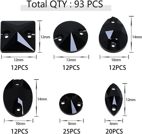AB Sew On Rhinestone，Flatback Sew On Crystals with Holes Mix Shape Glass Rhinestones Crystal Gems Clothing Accessories for Costume, Clothes, Shoes, DIY Crafts in Saudi Arabia