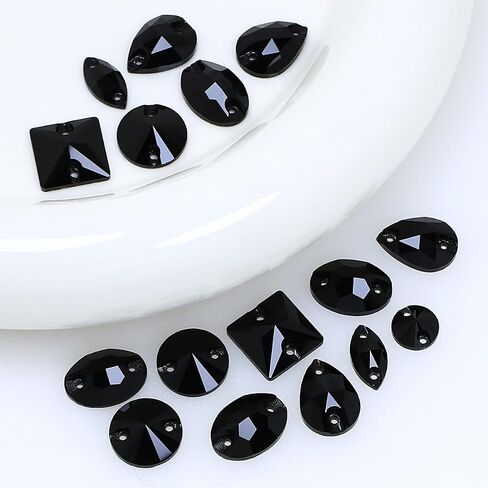 AB Sew On Rhinestone，Flatback Sew On Crystals with Holes Mix Shape Glass Rhinestones Crystal Gems Clothing Accessories for Costume, Clothes, Shoes, DIY Crafts in Saudi Arabia