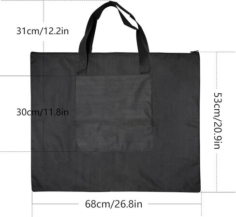 حافظة محفظة فنية، حقيبة قماشية متينة وخفيفة الوزن مقاس 20 × 26 بوصة، حقيبة تخزين سوداء للحمل للملصق والرسم والرسم in Kuwait