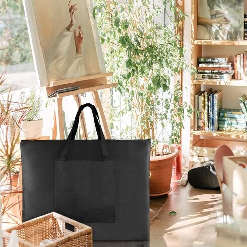 حافظة محفظة فنية، حقيبة قماشية متينة وخفيفة الوزن مقاس 20 × 26 بوصة، حقيبة تخزين سوداء للحمل للملصق والرسم والرسم in Kuwait