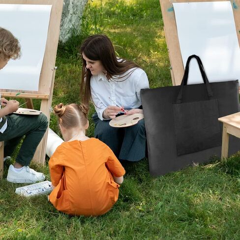 حافظة محفظة فنية، حقيبة قماشية متينة وخفيفة الوزن مقاس 20 × 26 بوصة، حقيبة تخزين سوداء للحمل للملصق والرسم والرسم in Kuwait