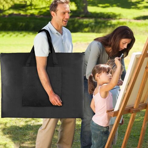 حافظة محفظة فنية، حقيبة قماشية متينة وخفيفة الوزن مقاس 20 × 26 بوصة، حقيبة تخزين سوداء للحمل للملصق والرسم والرسم in Kuwait