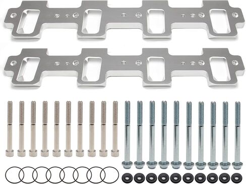 LS1 Cathedral Port Cylinder Head to LS3 LSA ZL1 CTS-V Rectangle Adapters - Silver in Saudi Arabia