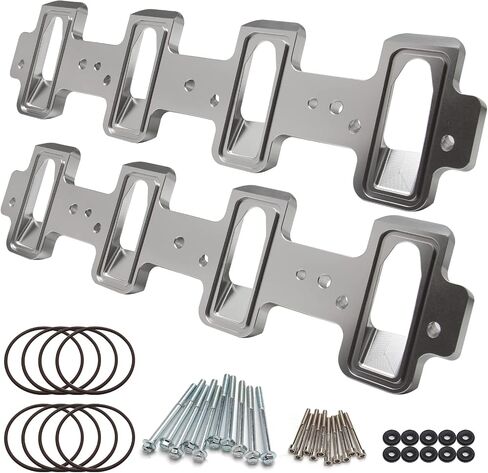 LS1 Cathedral Port Cylinder Head to LS3 LSA ZL1 CTS-V Rectangle Adapters - Silver in Saudi Arabia