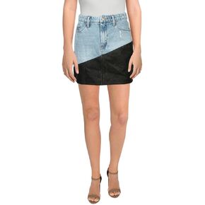 [BLANKNYC] Womens Vegan Leather and Denim Mini Skirt