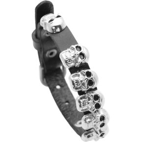 VJOSA Punk Rock Vintage Alloy Skull Head Studded Wristband Belt Buckle Pu Leather Cuff Bracelet