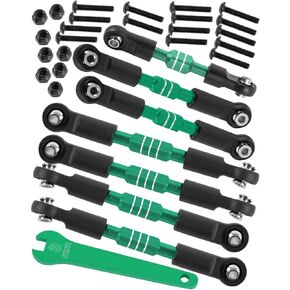 RC Aluminum Front&Rear Link Set Upgrades Part for 1/10 Slash/Rustler/Stampede/Bandit VXL 2WD.Adjustable Turnbuckles Camber Links Toe Link Hops Up,Green.