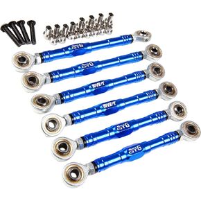 CNC Aluminum Front Rear Suspension and Steering Turnbuckle Tie Rod Set for 1/5 RC Car Losi 5ive-t 5T Upgrade Part (Blue)