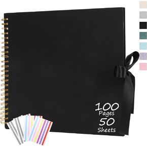 DIY Scrapbook Album, 8×8 in Linen Cover Photo Album with 40 White Blank Pages, Pink Scrapbook Supplies, Memory Book for Baby Wedding Party Graduation Travel