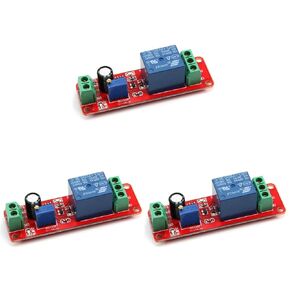 3Pcs Red NE555 DC 12V 0-10 Seconds Adjustable Delay Timer Relay Switch Module Converter Constant Current for Automotive Control System Electrical Equipment,Electromechanical Relays
