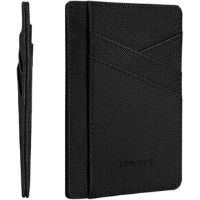 Minimalist Wallet with AirTag Holder Credit Card Holder Slim Wallet for Men, Leather Front Pocket Wallet Compact Small Card Holder Travel Thin Card Case ID Window RFID Blocking Card Organizer