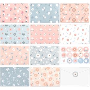 50PCS Flower Blank Cards Greeting Cards All Occasion Blank Cards With Envelopes Stickers Flower Blank Note Cards Plant Thank You Cards For Wedding Birthday Baby Bridal Shower