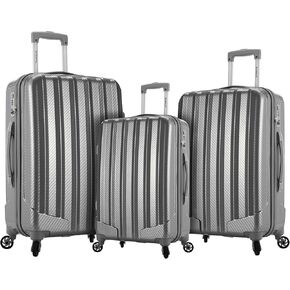 Rockland Barcelona Hardside 9 Travel Gear Luggage, Silver, 3-Piece Set (22/24/28)