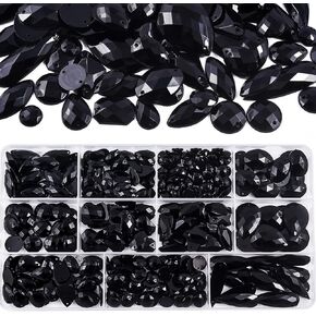Blinginbox Sew On Rhinestones Flatback Mixed Shape Acrylic Sewing Crystal Rhinestones Gems for Crafts DIY Clothes.（Crystal AB）