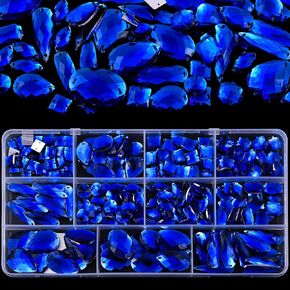 Blinginbox Sew On Rhinestones Flatback Mixed Shape Acrylic Sewing Crystal Rhinestones Gems for Crafts DIY Clothes.（Crystal AB）