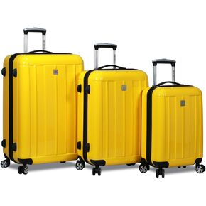 World Traveler Contour Hardside Spinner Luggage TSA Lock, Yellow, 3-Piece Set