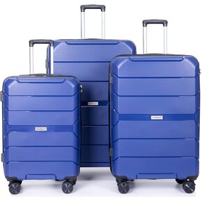 Hardshell Suitcase Spinner Wheels PP Luggage Sets Lightweight Suitcase with TSA Lock,3-Piece Set (20/24/28),Navy