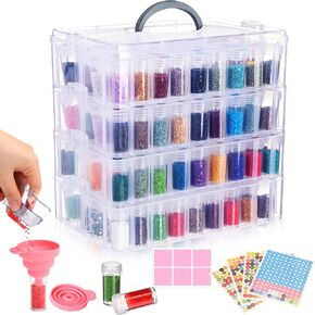Diamond Painting Storage Containers with 208 Grids Bead Organizer with Diamond Painting Accessories for Diamond Art Storage DIY Diamond Art Craft Jewelry Bead Storage
