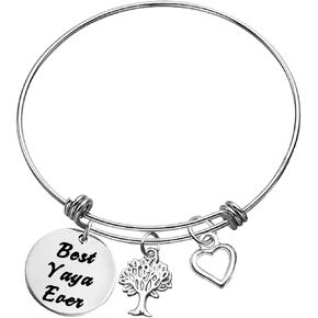 Grandma Bracelet Mothers Day Gift Bangle Bracelet Gift for Grandmother Nana Gigi Oma Grammy Mimi Yaya Christmas Birthday Thanksgiving Gift Bracelet Great Grandma Gift with Family Tree Jewelry