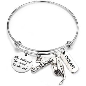 MYOSPARK Graduation Bracelet Gift She Believed She Could So She Did Bracelet inspirational Charm Bangle Gifts for Graduates