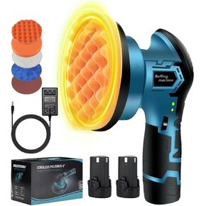 Cordless Car Buffer Polisher, 2024 New Buffer Polisher - with 12V 2000mAh Lithium Rechargeable Battery with 6 Variable Speed, to 5000 OPM Portable Buffer Kit for Buffer/Polisher/Sander