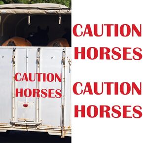 4 Pcs Caution Horses Stickers Horse Trailer Decals Red Trailer Decals Caution Horse PVC Decal Stickers for Trailer Safety Warning Decal Decor, 10 x 20 Inch